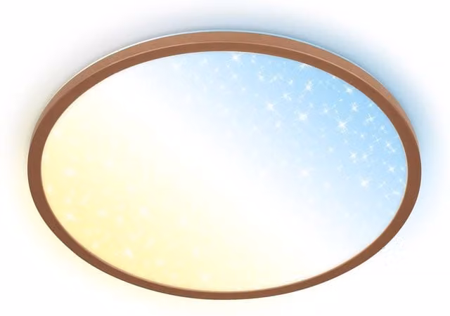 Briloner Slim LED Panel Ceiling Light with Starry Sky Effect, Dimmable with Remote Control, Brown, W: 37.5 cm, D: 37.5 cm, H: 4.5 cm – 1