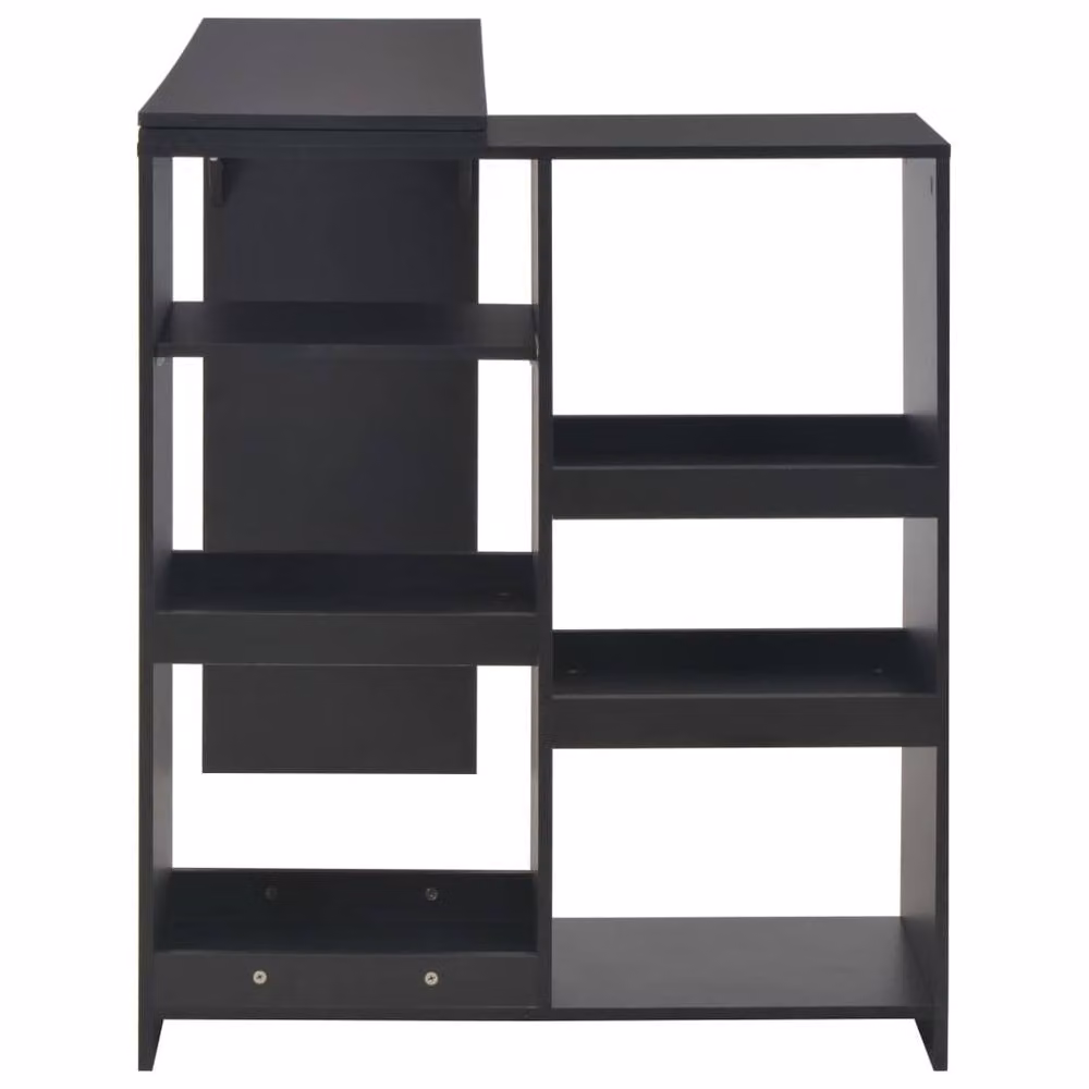 Berkfield Home Bar Table with Moveable Shelf in Black, W: 138 cm, D: 39 cm, H: 110 cm – 4