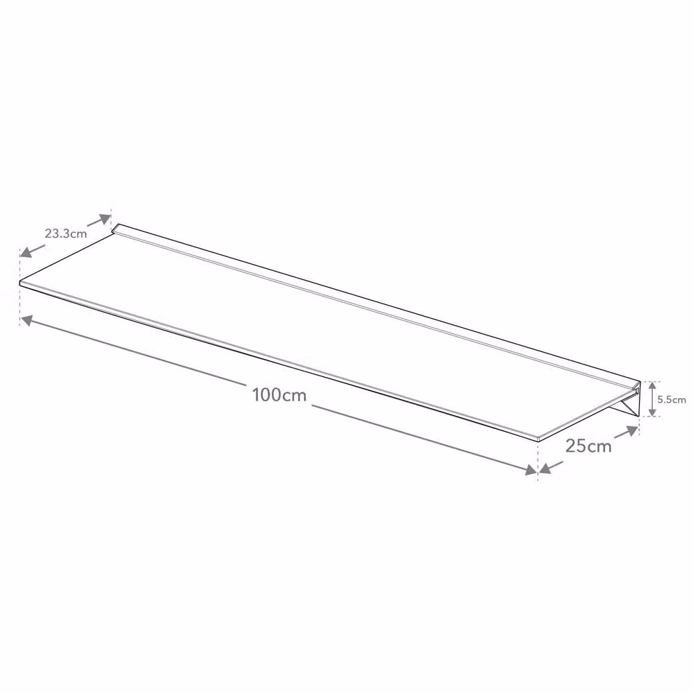 AVF Black Glossy Glass Floating Wall Mounted Shelf W: 100 cm, D: 25 cm – 4