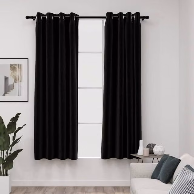 Berkfield Linen-Look Blackout Curtains, 2 Pack, Anthracite, W: 140 cm, H: 175 cm