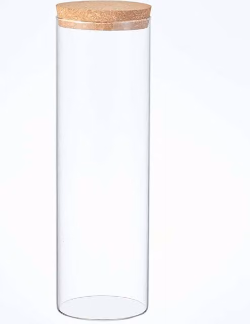 Eden & Willow Airtight Stackable Glass Pantry Storage Jar with Solid Cork Lid, Transparent, 2.0 l