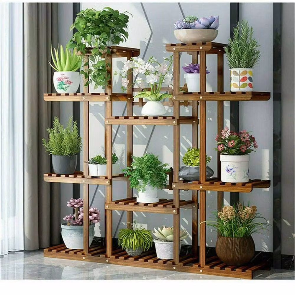 EONLION Brown Wood Ladder Plant Stand – 3