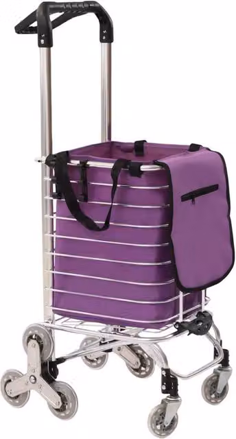 Havendro Folding Shopping Trolley Cart with Wheels and Foldable Basket in Purple