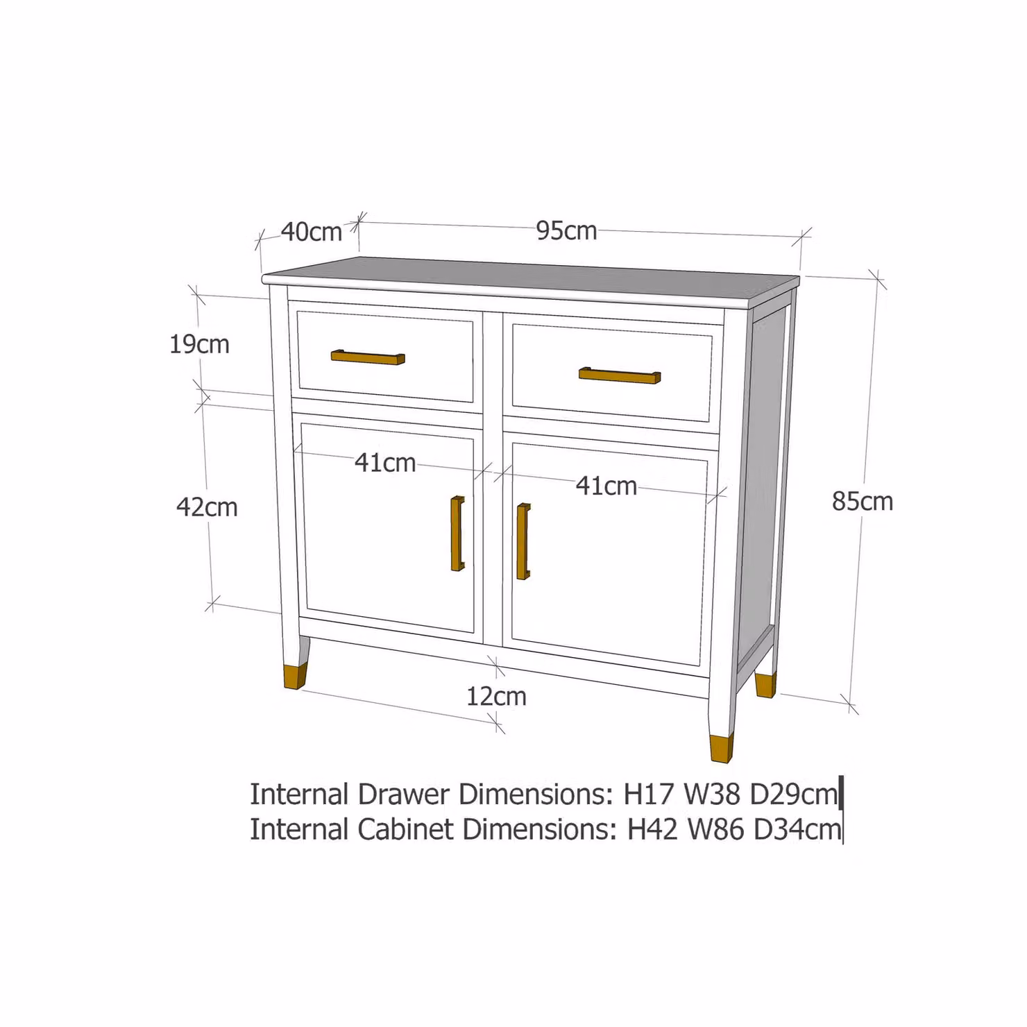 Cabinet Bits Palazzi Red Matt Metal Modern 2 Door 2 Drawer Sideboard – 3