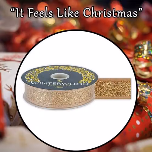 VFM e-Store Gold Christmas Ribbon Garland Decoration, W: 4 cm, H: 10 cm – 6