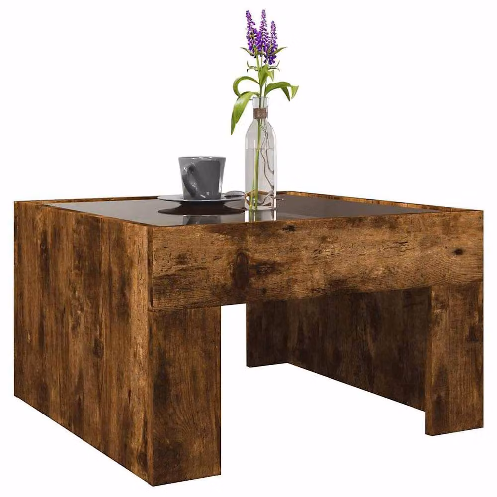 Berkfield Home Infinity LED Coffee Table in Smoked Oak Brown, W/D/H: 50 x 50 x 30 cm – 4