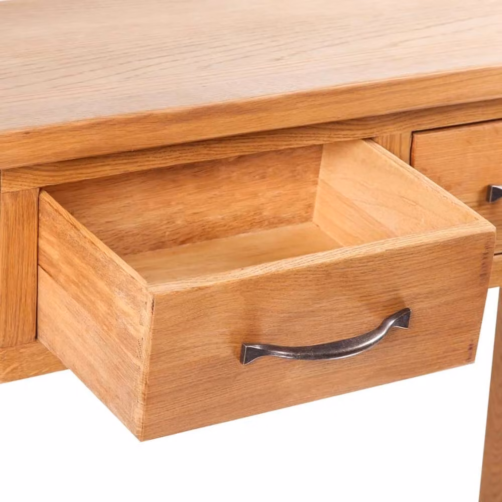 Berkfield Home Solid Oak Console Table with 2 Drawers in Brown, W/D/H: 83 x 30 x 73 cm – 2