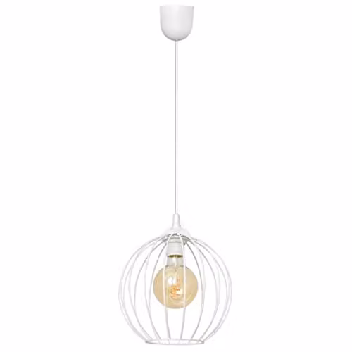 Netlighting Helam Mercure Wire Frame Pendant Ceiling Light in White, Diameter: 24 cm