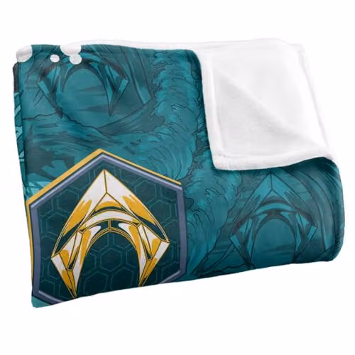 LOGOVISION Aquaman and The Lost Kingdom Fleece Blanket, W: 152 cm, D: 127 cm, Multicolour and White – 2