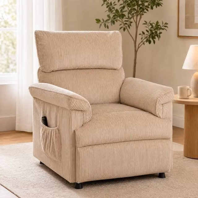 STILVORA Recliner Armchair with Massage, Heat and USB in Beige
