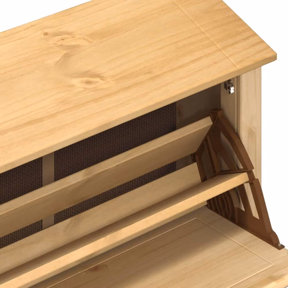 Berkfield Home Corona Shoe Cabinet in Light Brown Waxed Solid Pine, W/D/H: 99 x 32 x 85 cm – 3