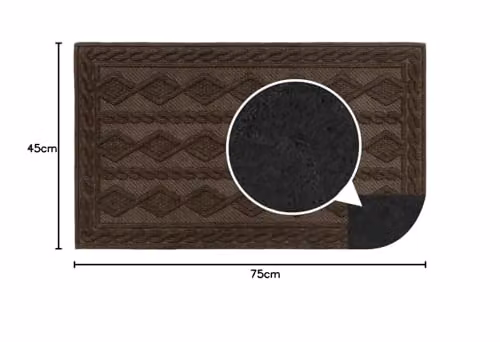 JVL Knit Rubber Backed Indoor Doormat, Brown, W: 45 cm, D: 75 cm – 7
