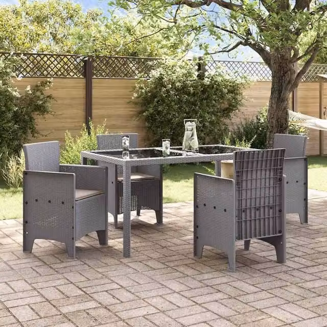 Berkfield Home Modern Garden Chair Set of 4 in Grey and Beige – 1