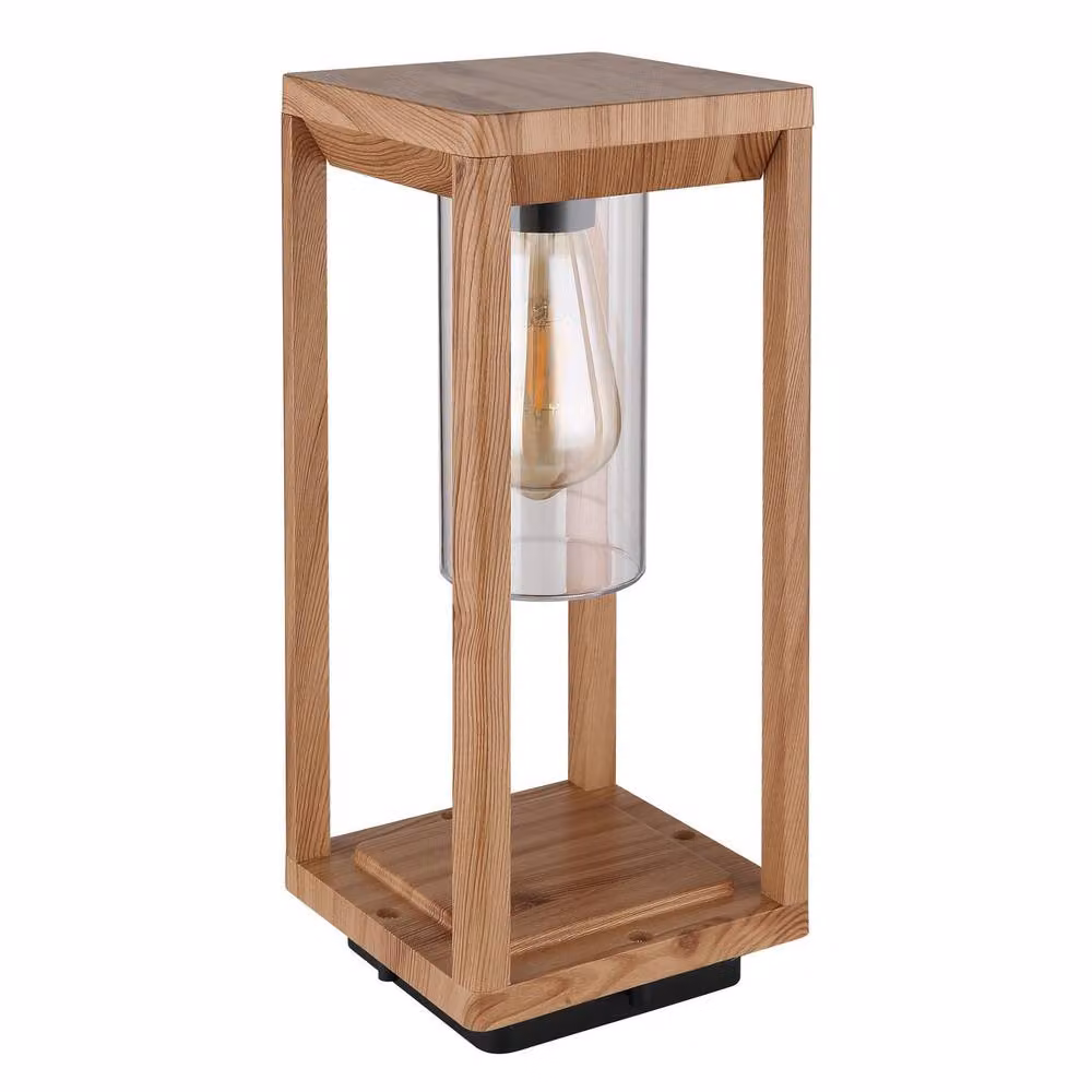Netlighting Candela Outdoor Pedestal Light in Brown Wood Look with E27 Socket and IP44 Rating – 2