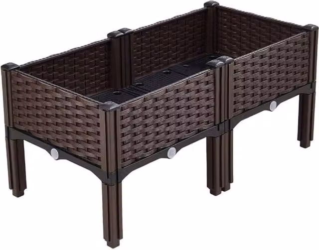 Nordara Brown Raised Garden Planter Box W/D/H: 40.5 x 40.5 x 37.0 cm – 1