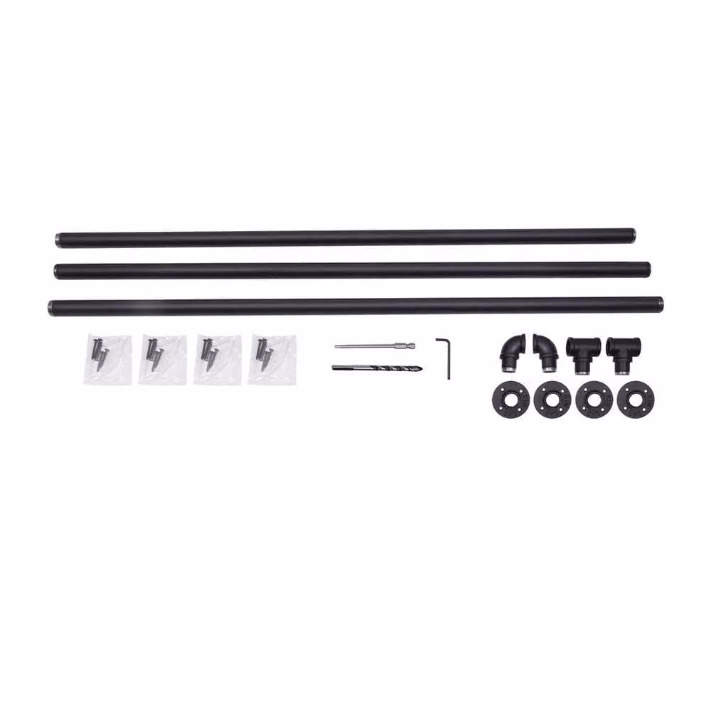 EONLION Matt Black Steel Handrail Stair Rail Grab Bar Handle, W/H: 100 x 200 cm – 2