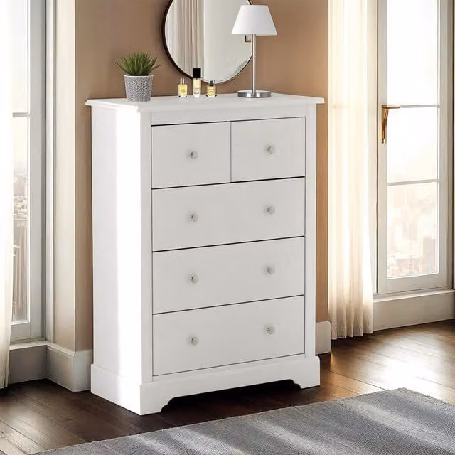 Seconique Stratford 2 Over 3 Drawer Chest in White Matt