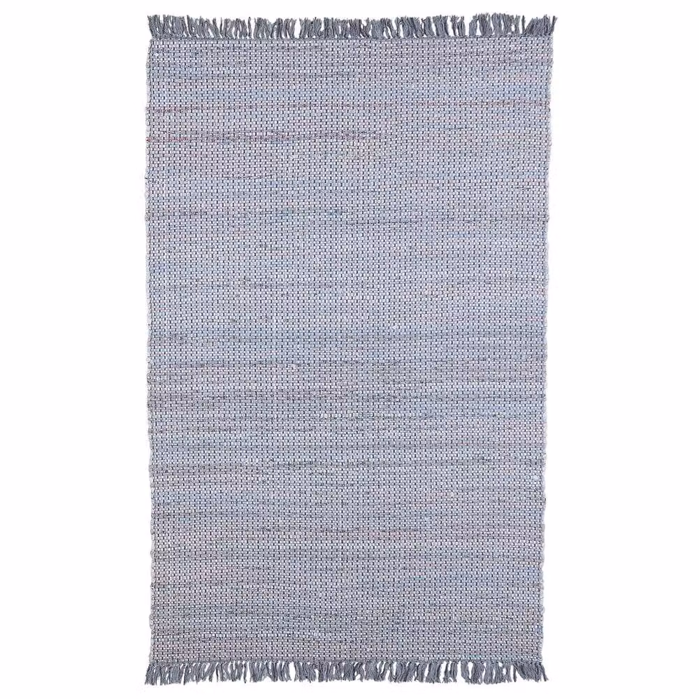 Wyld and Coco Grey Cotton Rag Rug with Fringes, W/D/H: 140 x 200 cm – 2