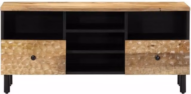 Berkfield Home Industrial TV Cabinet in Brown Solid Mango Wood, W/D/H: 100 x 33 x 46 cm