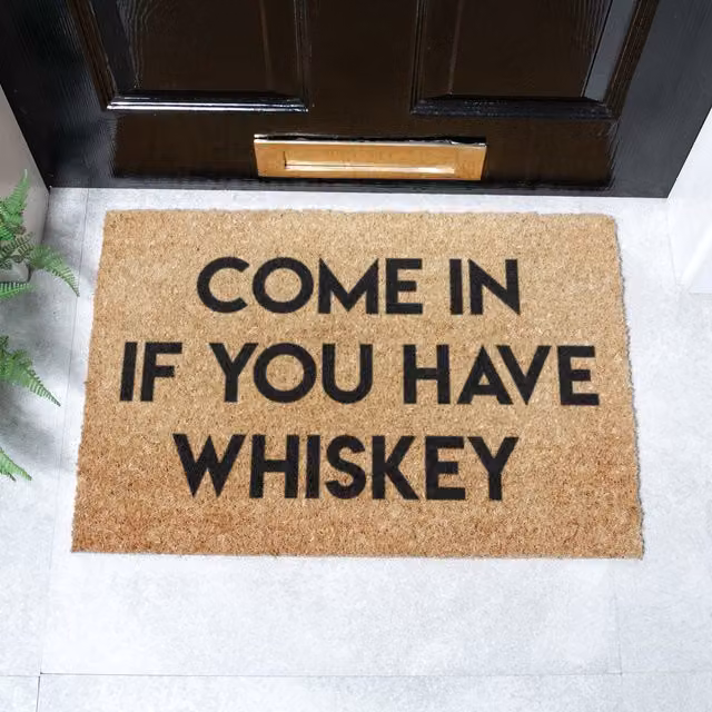 Artsy Mats Come In If You Have Doormat, Black, Non-Slip and Weatherproof Coir and Rubber Rectangular Doormat