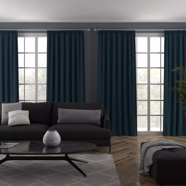 Terrys Louis Made to Measure Blackout Fabric Panel Curtain in Petrol Blue