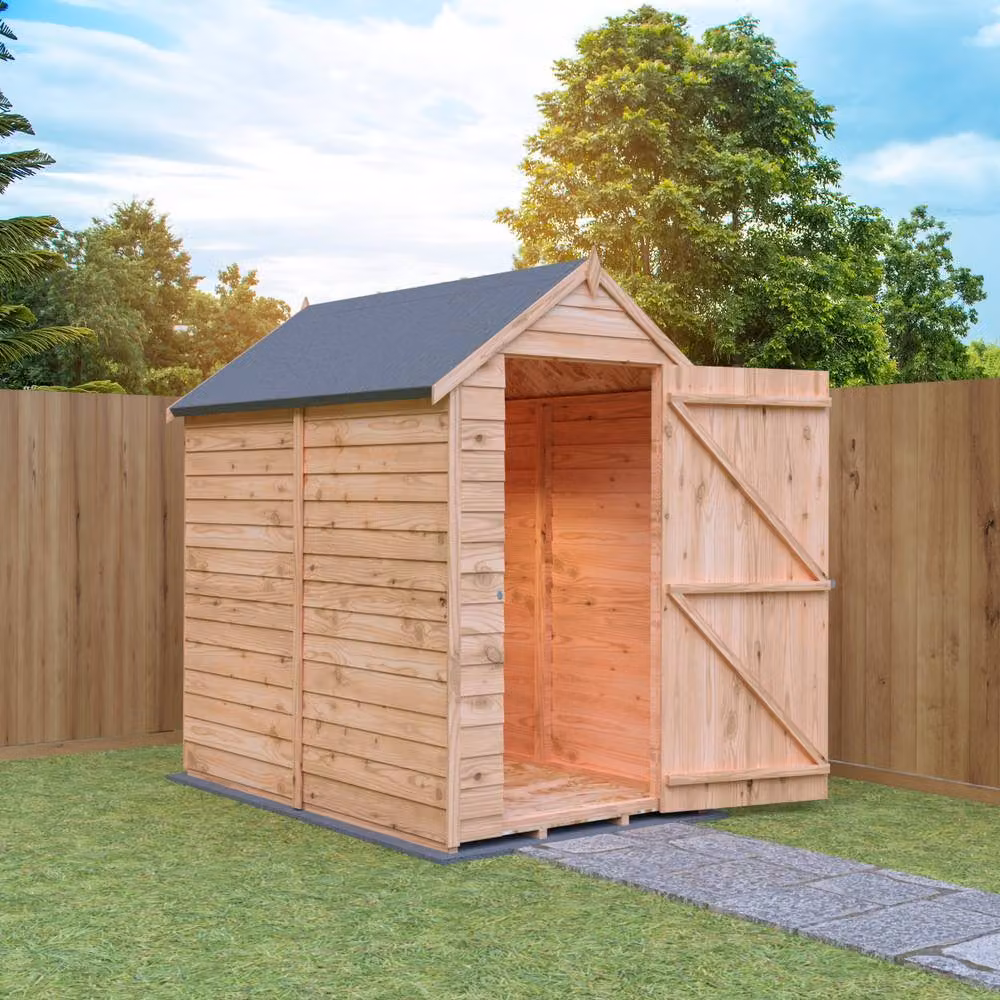 Shires Overlap Apex Single Door Wooden Shed in Brown W/D/H: 182.8 x 119.7 x 201.9 cm – 3