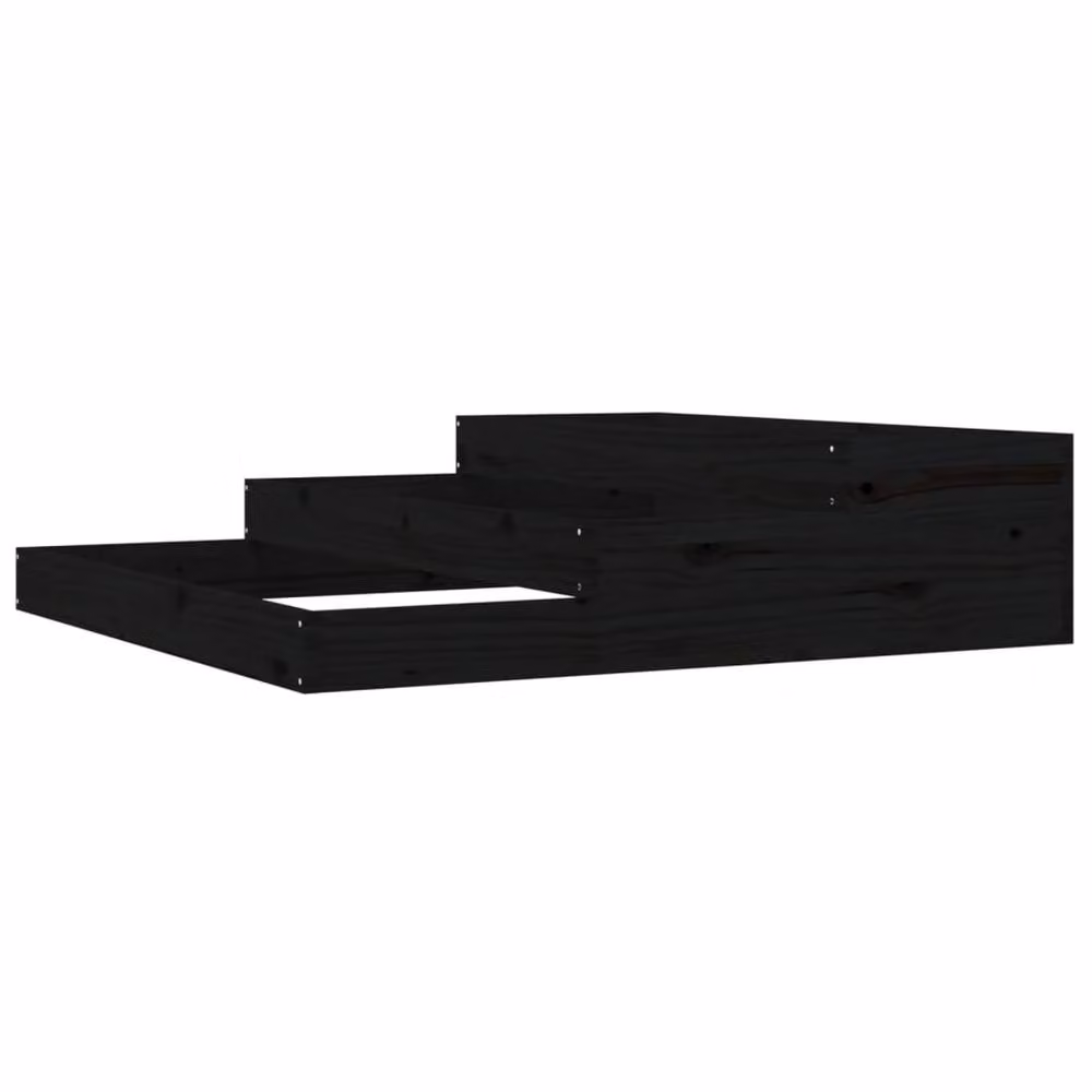 Berkfield Home Black Solid Wood Pine Planter Tub W/D/H: 107 x 107 x 27 cm – 3