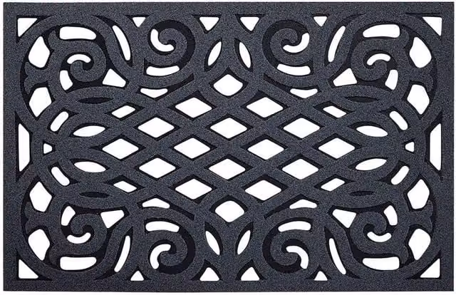 Oseasons Ornate Small Eco-Friendly Grey Rubber Doormat
