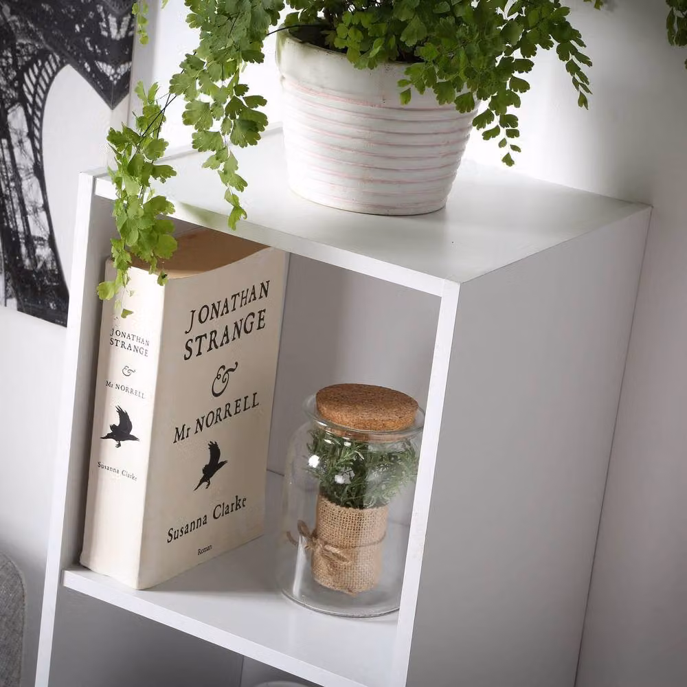 CALICOSY 4-Compartment Cube Storage Shelf in White, H 122.5 x W 31.1 x D 29.5 cm – 5