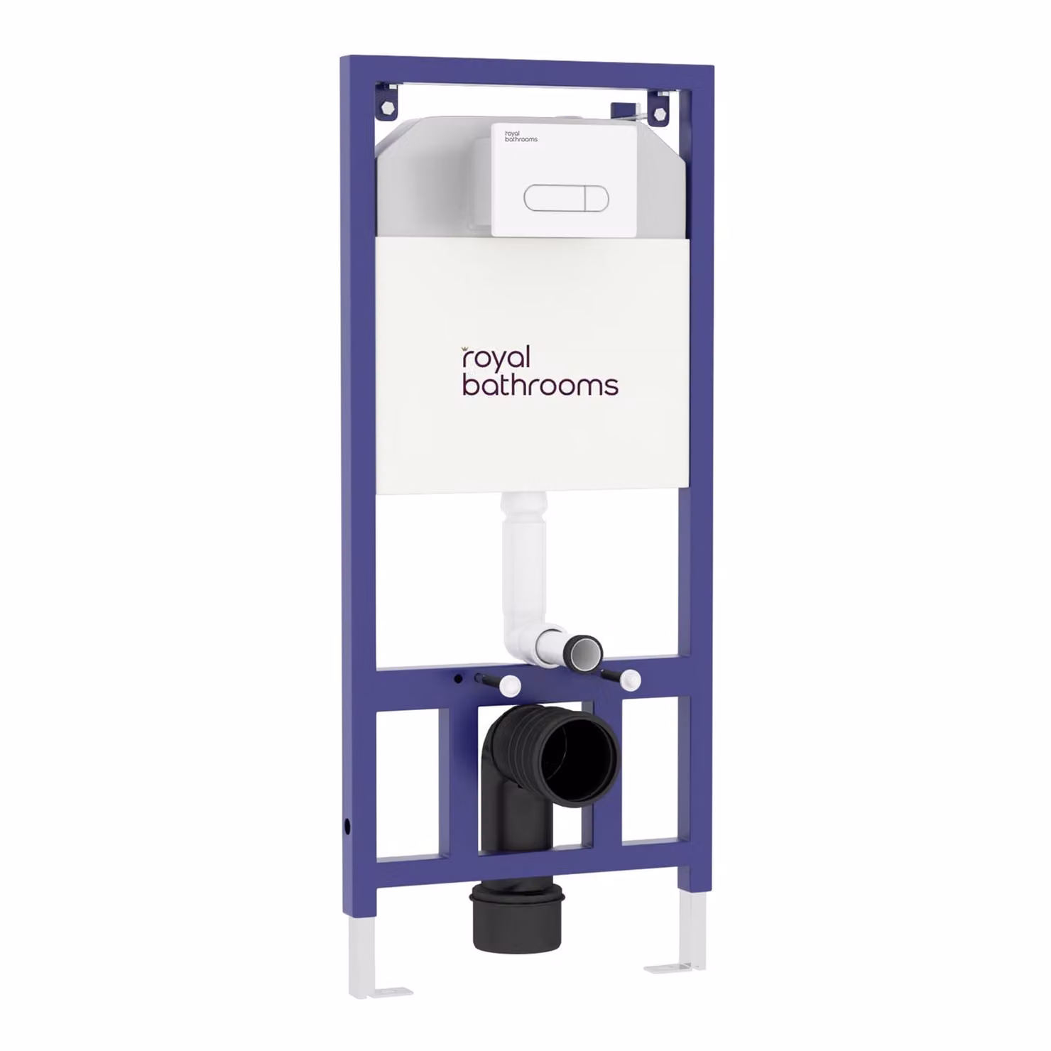 Royal Bathrooms Aqua Wall Hung WC Frame with Dual Flush Concealed Cistern and White Square Plate