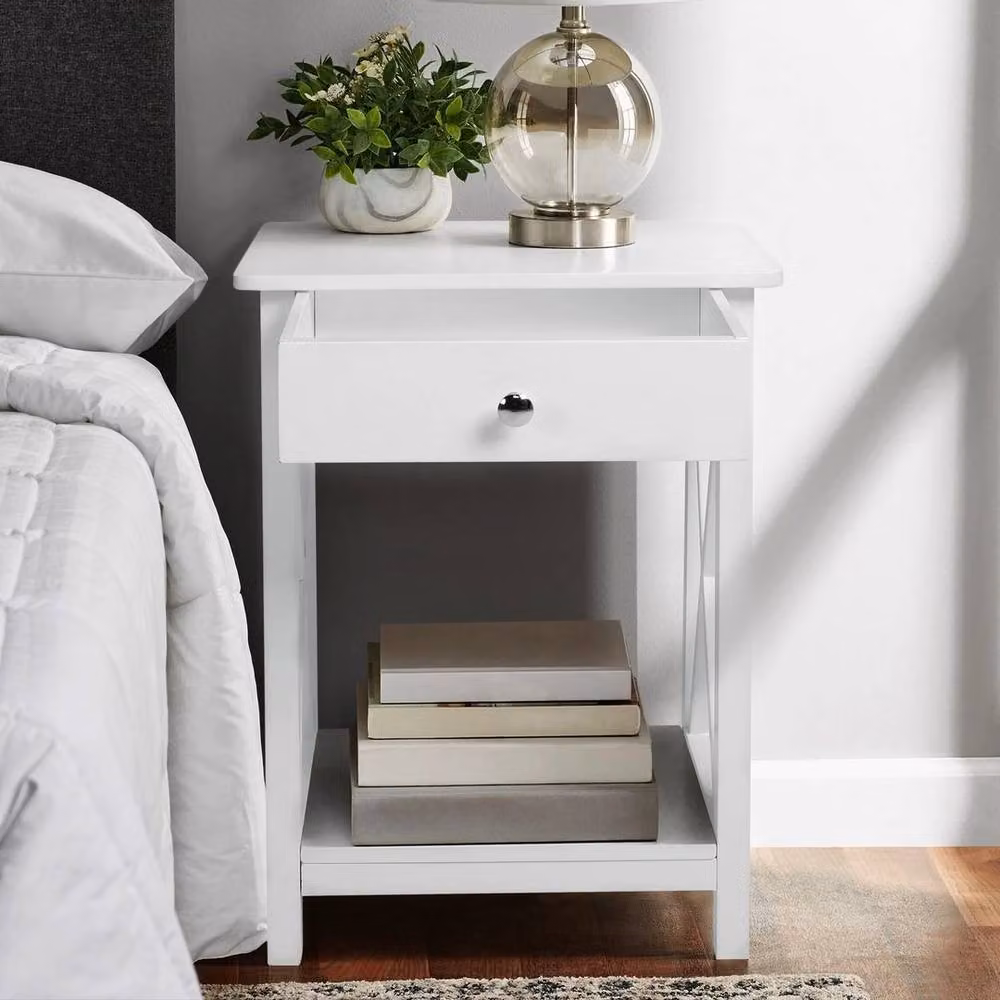 KORVIXA White Modern Bedside Table Cabinet Nightstand – 3