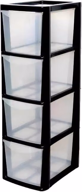 FORGEVIO 4 Drawer Medium Tower Plastic Storage Unit in Black