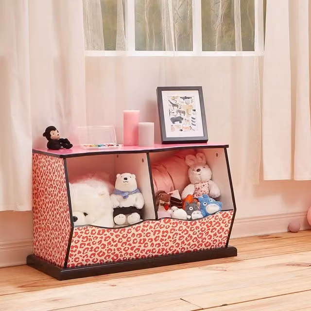 Teamson Kids Wooden Toy Storage Cubby with Back Panel, Black