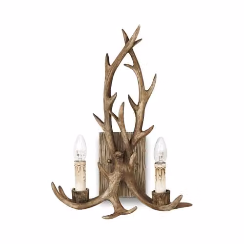 Netlighting Chalet 2 Light Indoor Wall Light in Brown and Beige with E14 Base