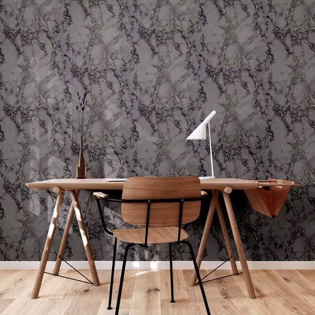 Arthouse Abstract Modern Wallpaper in Grey and Black
