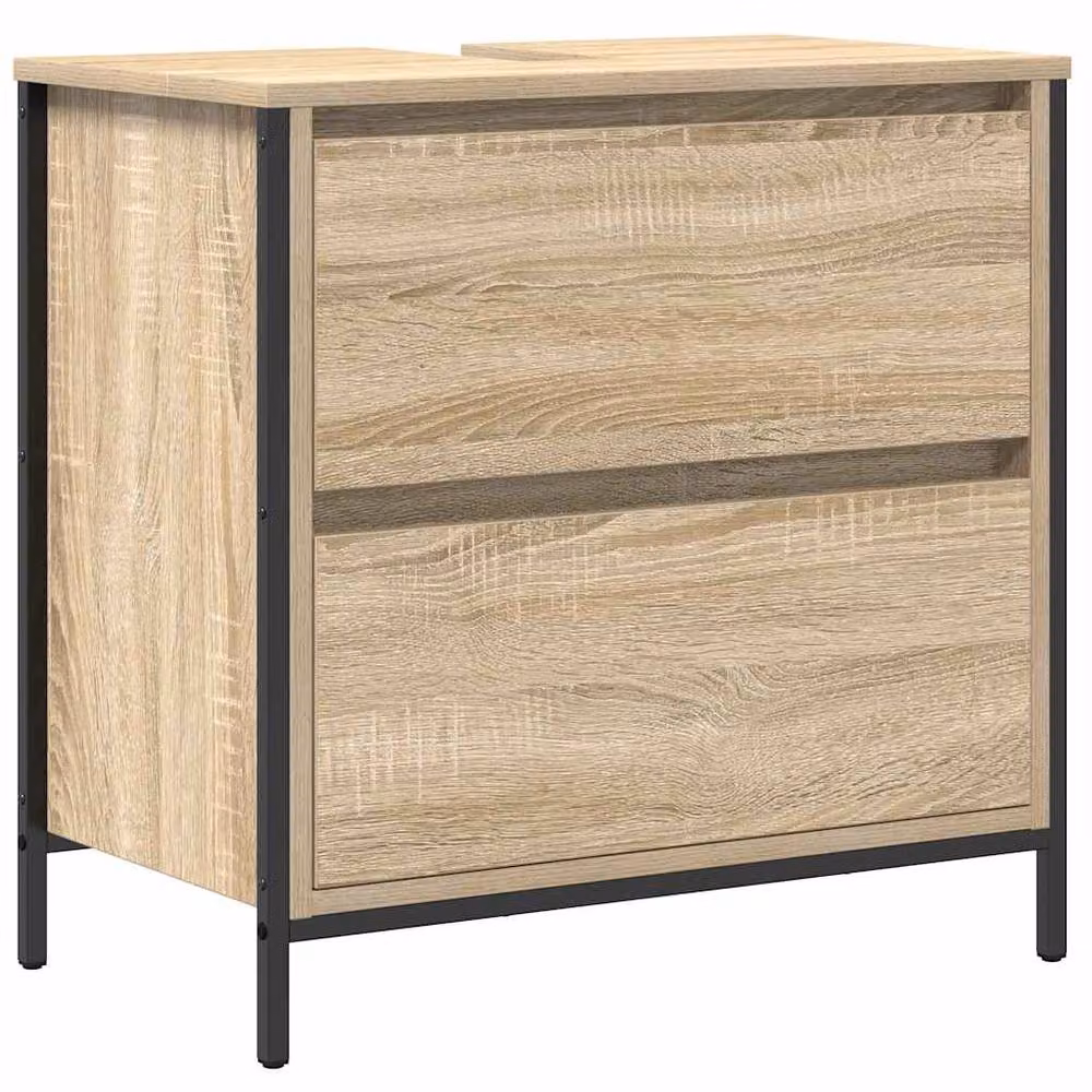 Berkfield Home Bathroom Basin Cabinet with Drawers, Sonoma Oak, Brown, W/D/H: 60 x 34.5 x 60 cm – 2