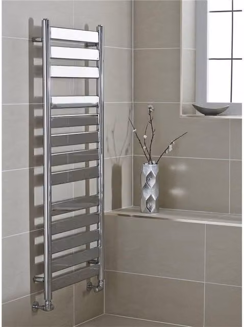 Clifton Vertical Bathroom Towel Radiator in Metallic Silver, H 130.6 cm x W 50 cm