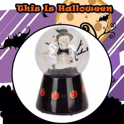 VFM e-Store Halloween Globe Light Up Trinket Decoration, Black, W: 17 cm, D: 10 cm, H: 1 cm – 8