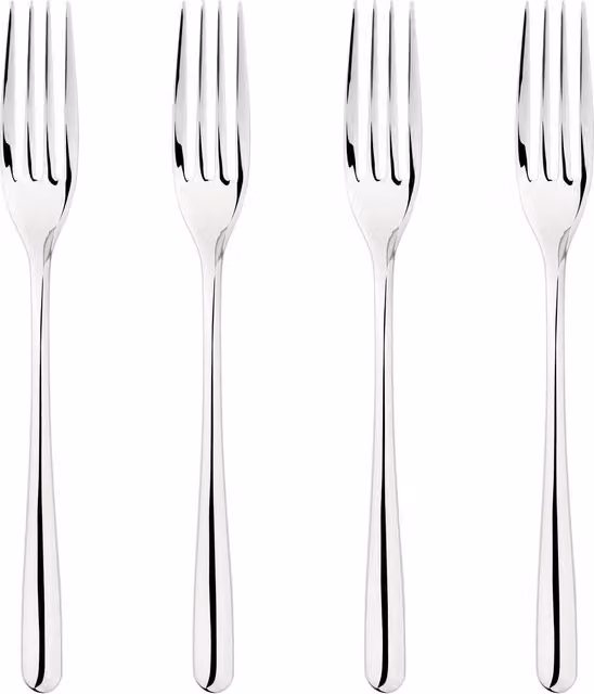 Glim & Glam Sphere Polished Silver 18/8 Stainless Steel Dinner Fork 4pc Set