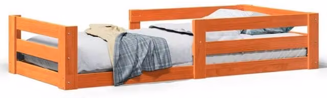 Berkfield Home Small Single Solid Wood Pine Bed Frame, Brown Waxed Finish, W/D/H: 75 x 190 x 41.5 cm