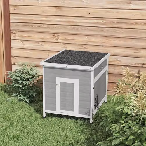 PawHut Wooden Raised Duck House Poultry Coop in Light Grey – 5