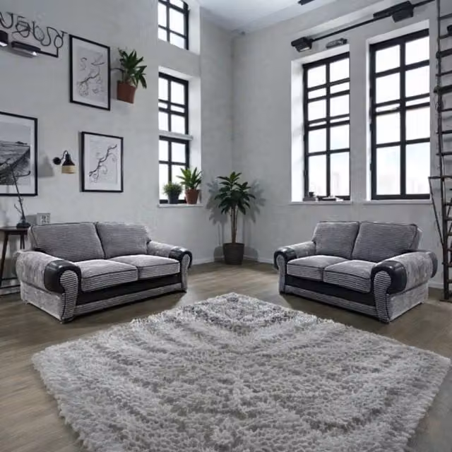 Snug Furniture Birmingham Ltd Tango Jumbo Cord 3+2 Sofa Set in Grey – 1