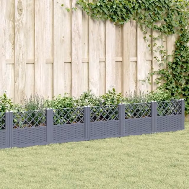 Berkfield Home Garden Planter with Pegs in Blue and Grey, W/D/H: 363.5 x 43.5 x 43.5 cm