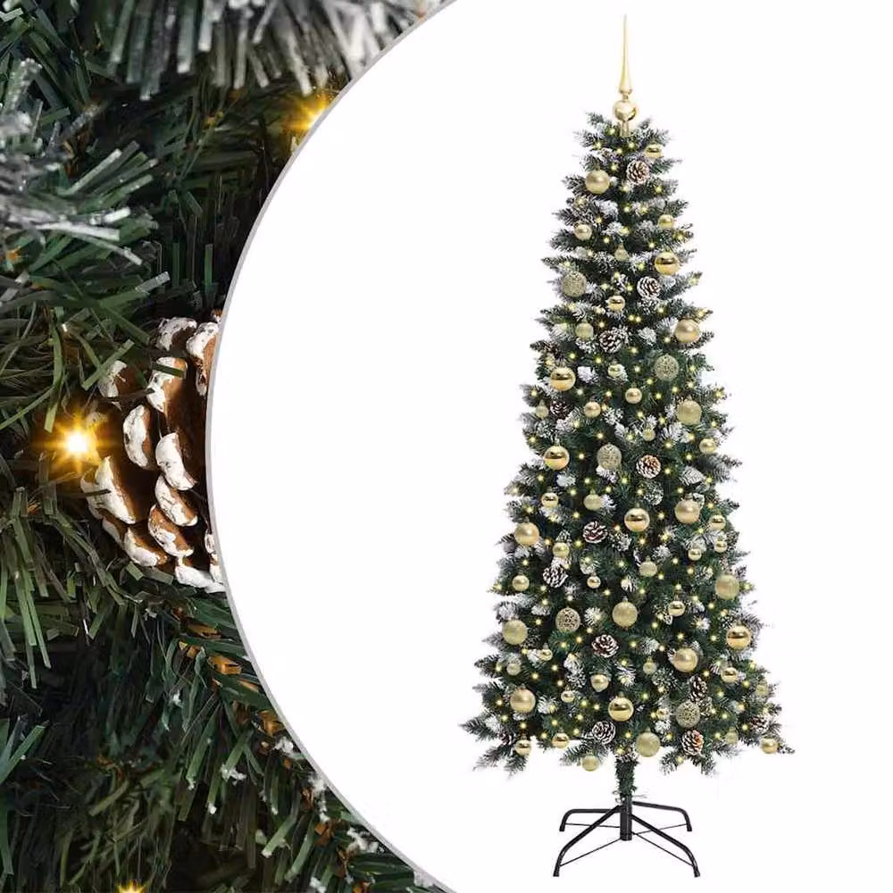 Berkfield Home Artificial Christmas Tree with 300 LEDs, Green, W/D/H: 76 x 76 x 180 cm – 2
