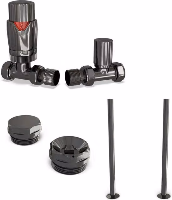 Stirling Bold Thermostatic Radiator Valve Installation Kit in Black Nickel