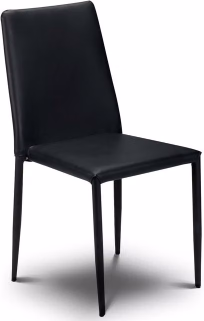 Julian Bowen Set of 4 Jazz Stackable Modern Chairs in Black Faux Leather