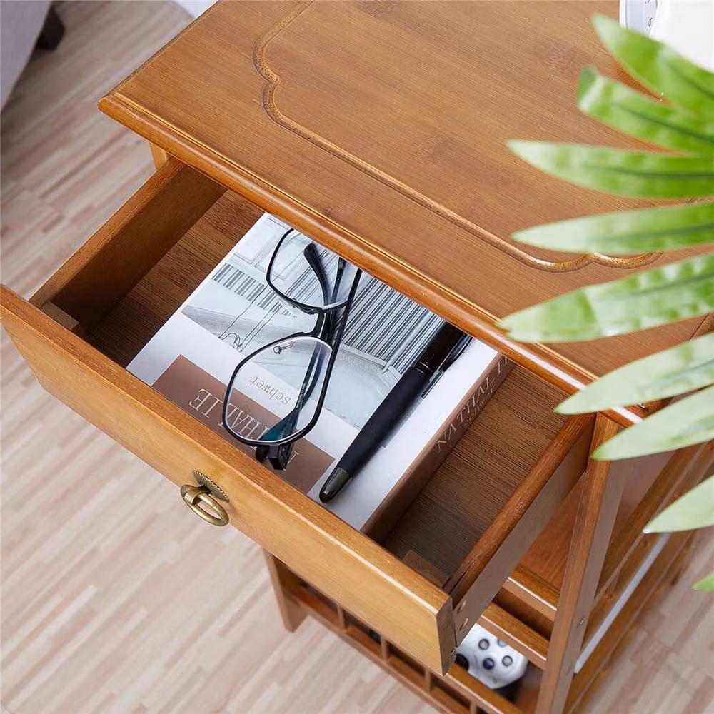 KORVIXA Brown Bedside Table and Nightstand, W/D/H: 30 x 30 x 78 cm – 3