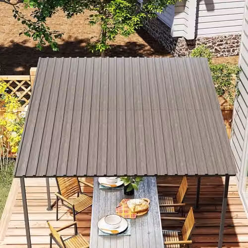 Outsunny Pack of 12 Grey Wood Effect Galvanised Steel Metal Roofing Sheets – 4