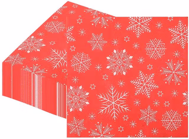 Neel Blue Red Christmas Party Disposable Napkins with Snowflake Print, 20 pieces, Size: 33 x 33 cm – 1