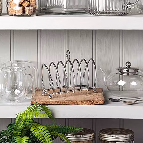 Kilo BA51 Victorian Design 6 Slice Toast Rack in Silver Chrome with Ball Feet and Loop Carry Handle – 3
